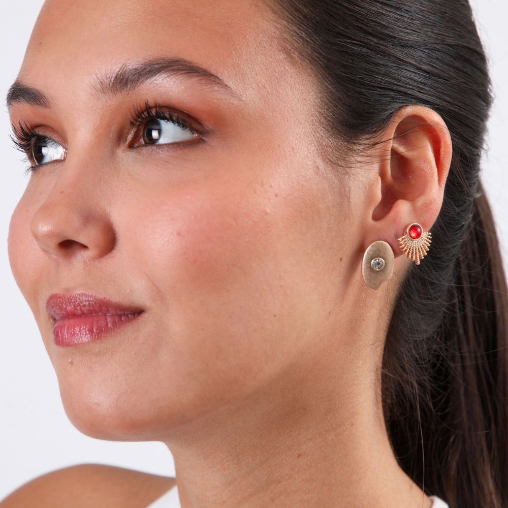 Set De 2 Aros Ruby Dorado Humana