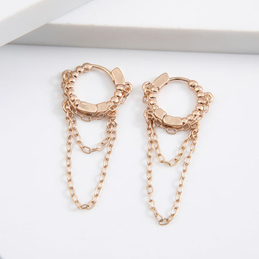 Aros Argolla Cascada Dorado Humana