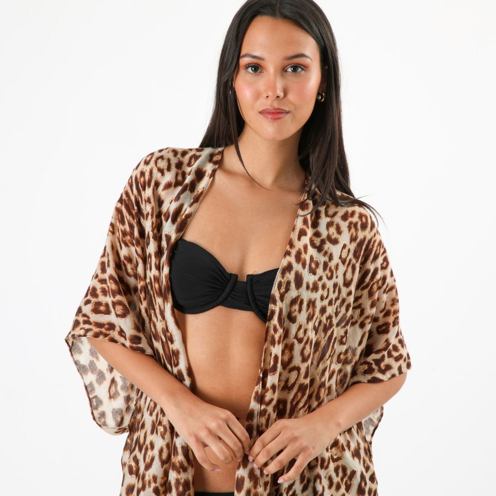 Kimono Abierto Leopard Brown Id