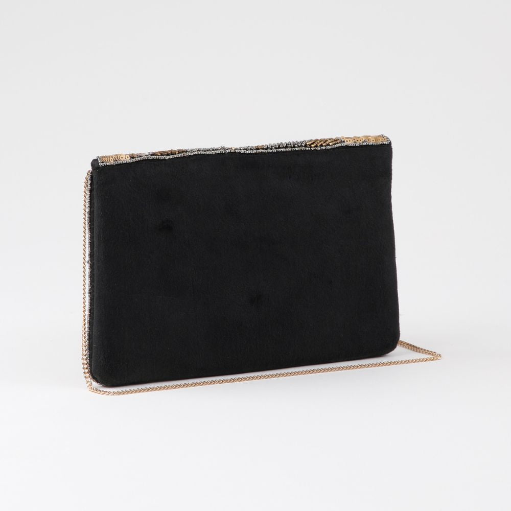 Cartera De Fiesta Mostacilla Abanico Dorado Humana