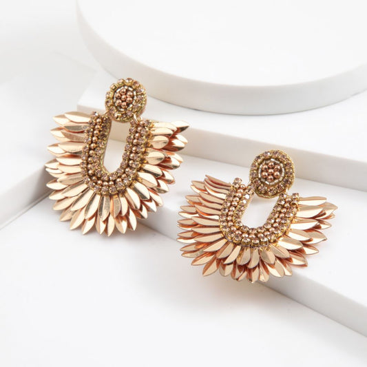 Aros Fiesta Feather Dorado Humana