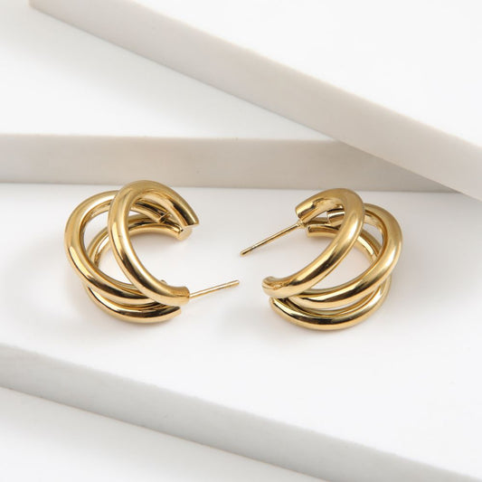 Aros Argolla Percy Dorado Acero Inoxidable Humana