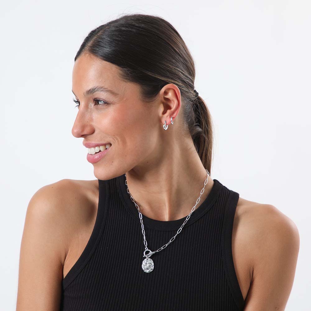 Set Aros Crisantemo Plateado Humana