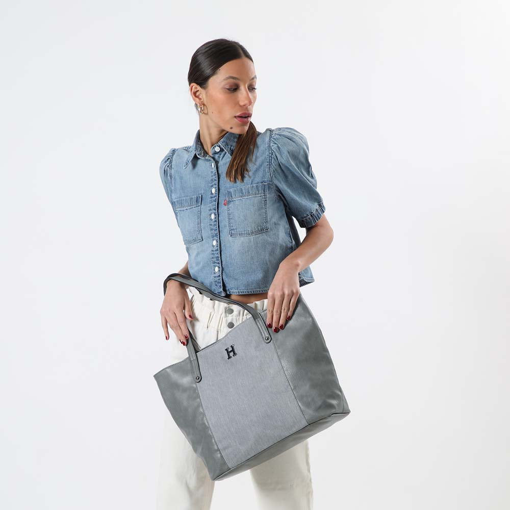 Cartera Hombro Stone Plateada Humana