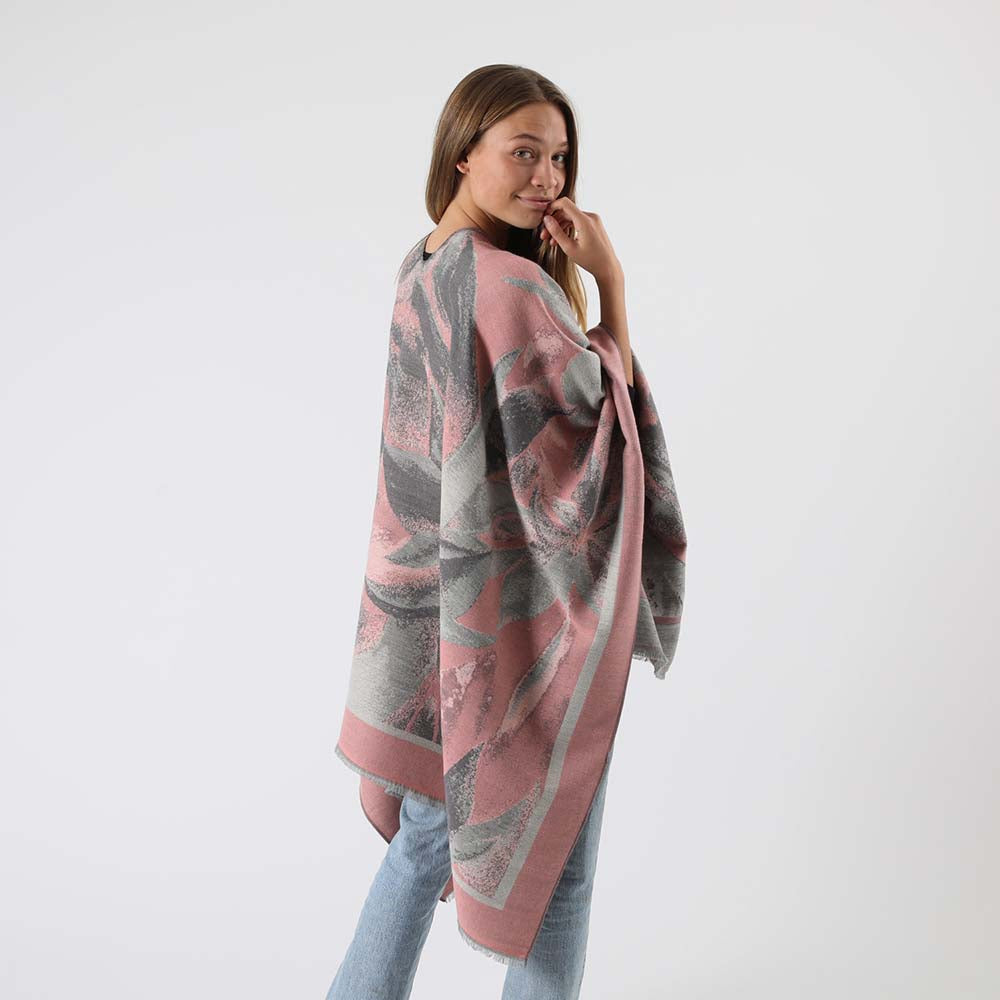 Poncho Hojas Rosado Tatienne