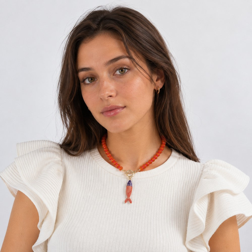 Collar Ceramica Dorado Pezia Humana