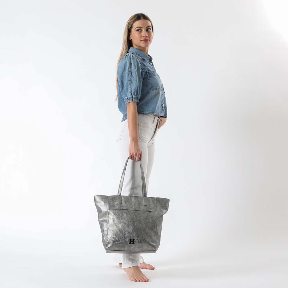 Cartera Hombro Galia Plateada Humana