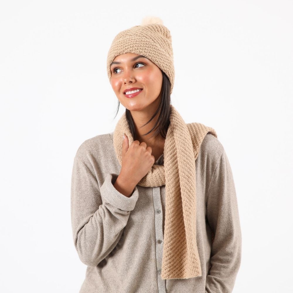 Set Bufanda + Gorro Mercury Beige I-D
