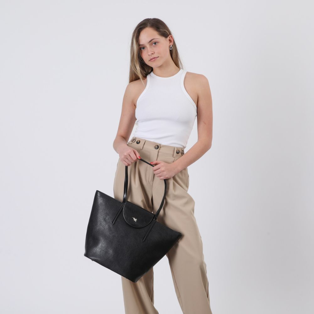 Cartera Tote Darling Ecocuero negro Tatienne