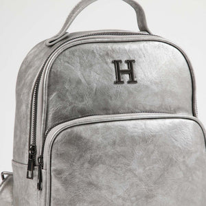 Mochila Angie Ecocuero Plateada Humana