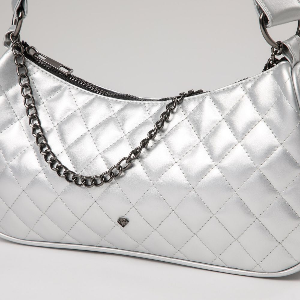 Cartera Hombro Arles Silver Plateada i-D