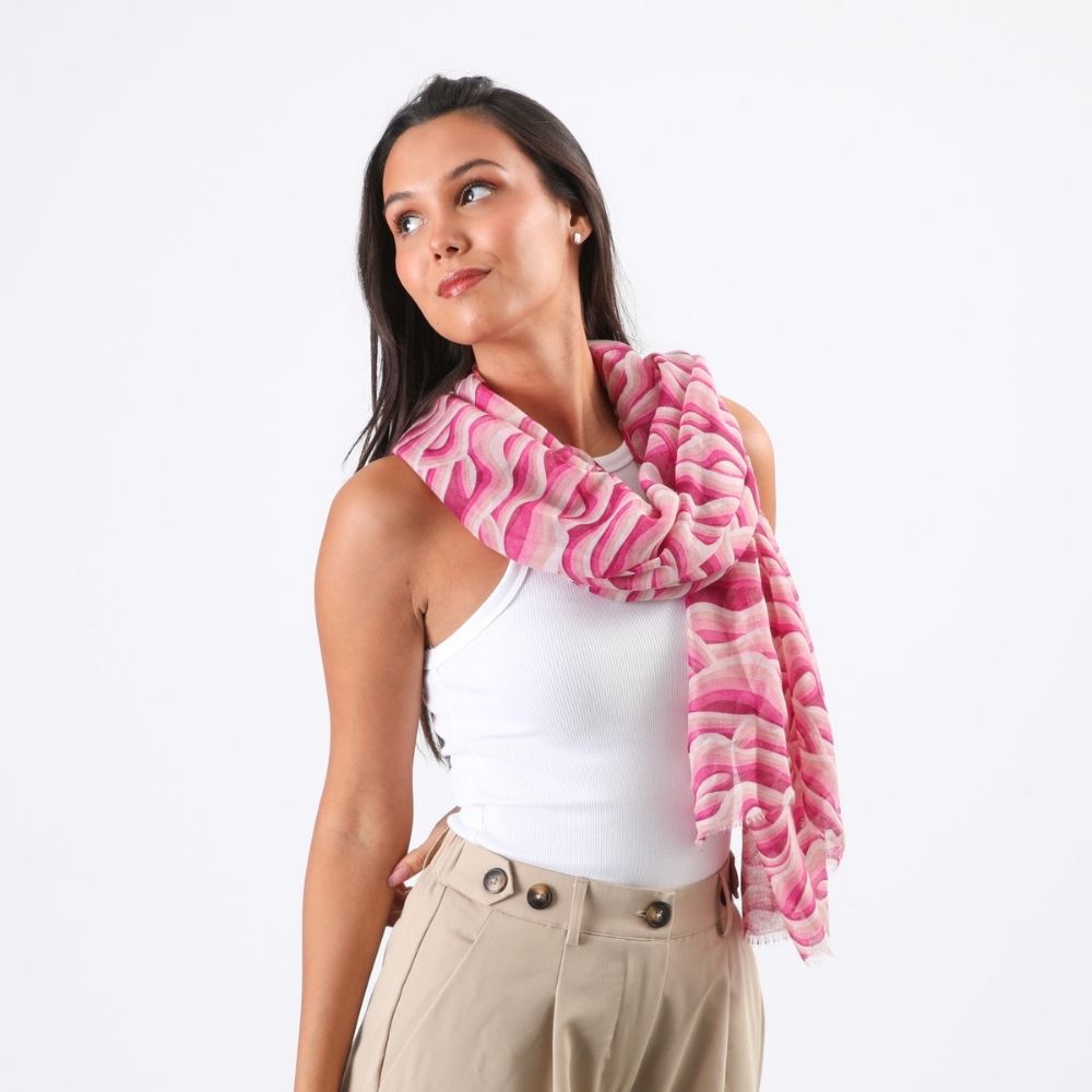 Pañuelo Estampado Mati Ondas Fucsia Tatienne