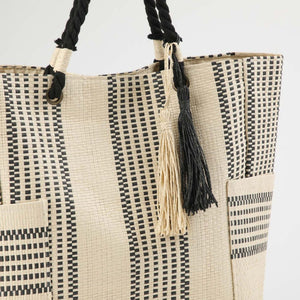 Cartera Tote Ficus Tejida tipo rafia blanco Playa ID