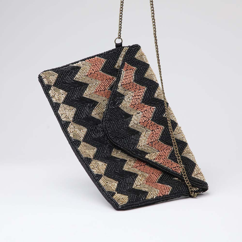 Clutch Zigzag Negro Humana