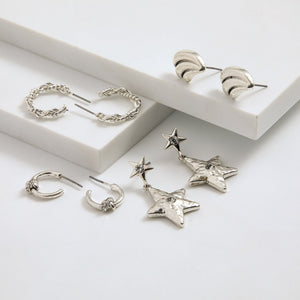 Set De Aros Holly Plateado I-D