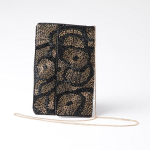 Cartera De Fiesta Mostacilla Radial Dorado Humana