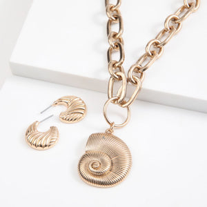 Set De Collar Y Aros Snail Dorado Humana