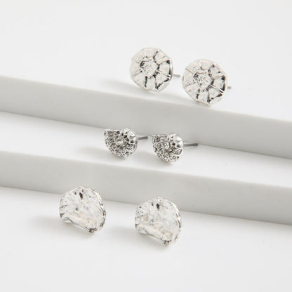 Set de Aros Triple Fosil Plateado Tatienne
