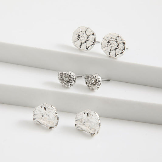 Set de Aros Triple Fosil Plateado Tatienne