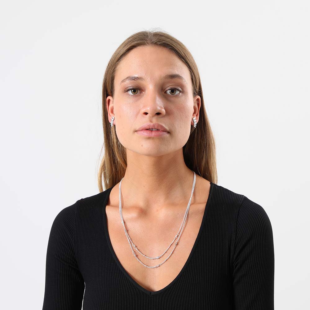 Collar Set Cross Plateado Humana