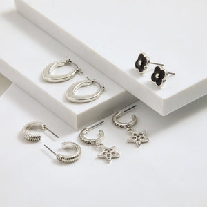 Set De Aros Isla Plateado I-D