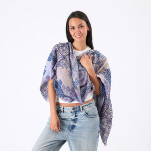 Pañuelo Estampado Marsala Mosaico Azul Id