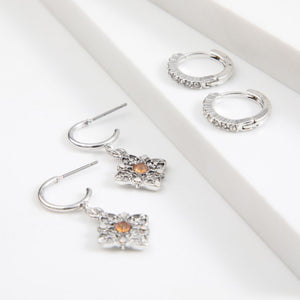 Set De 2 Argollas Plateado Humana