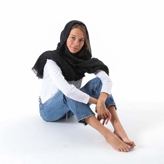 Manta Invierno Lurex Negro Humana