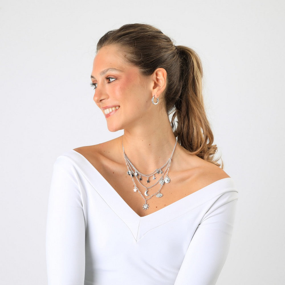 Collar Corto Yoli Plateado Humana