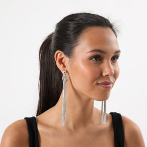 Aros Largo Fringes Plateado Humana