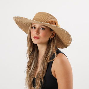 Sombrero Flowers Beige Tatienne