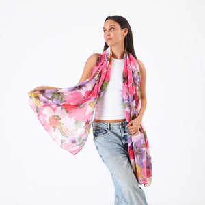 Pañuelo Estampado Avila Floral Fucsia Id