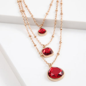 Collar Triple Cadenas Ruby Dorado Humana