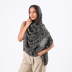 Pañuelo Estampado Maya Plisado Negro Tatienne