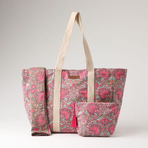 Set Cartera, Estuche Y Pareo Canvas Print Rosado Playa Tatienne