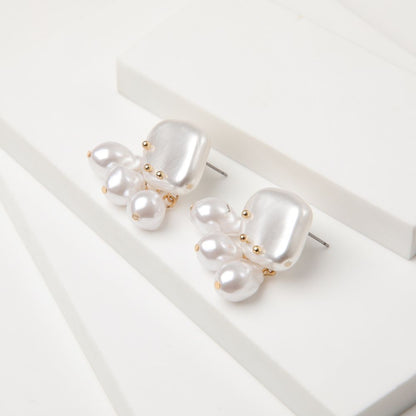 Aros Mediano Fashion Pearls 4 Blanco Humana