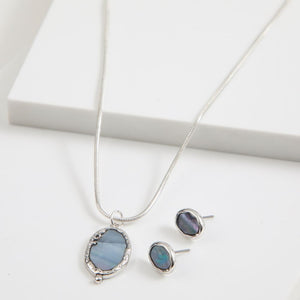 Set Collar y Aros Mirror Plateado Tatienne