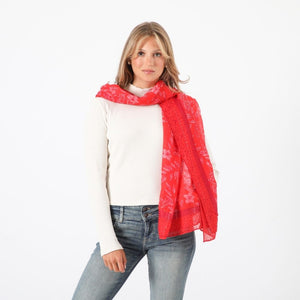 Pañuelo Estampado Rosa Rojo I-D