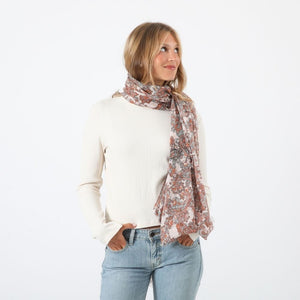 Pañuelo Estampado Bromelia Rosado I-D