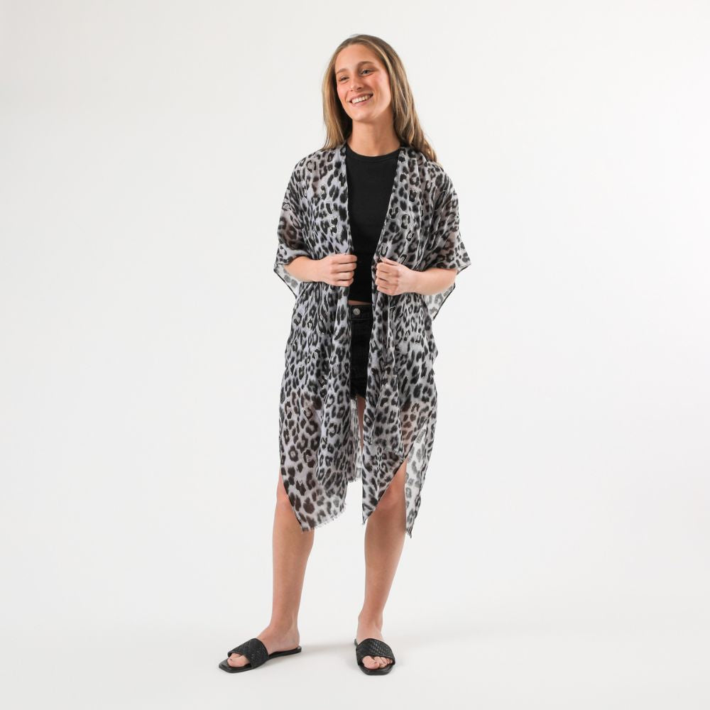 Kimono Abierto Leopard Gris Id