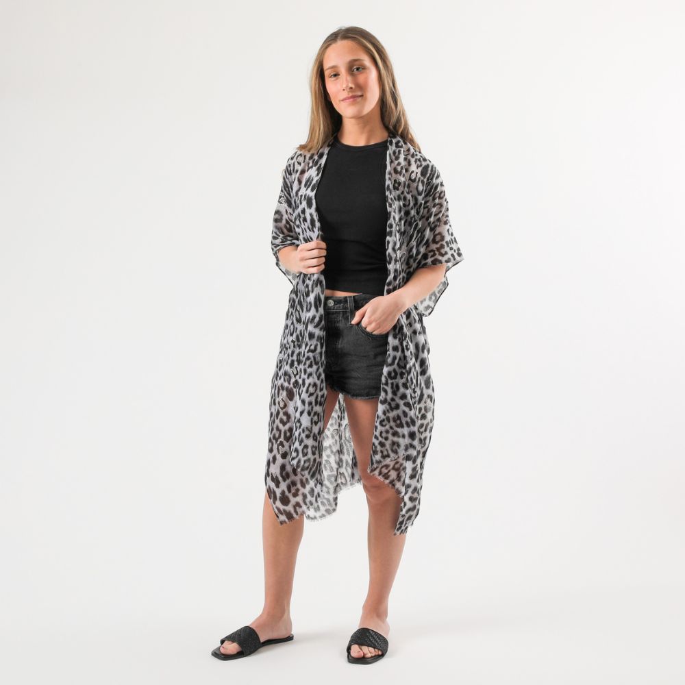 Kimono Abierto Leopard Gris Id