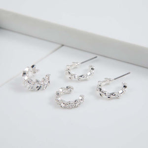 Set Aros Glam Plateado i-D