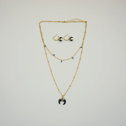 Pack Aros + Collar Luna Dorado Tatienne