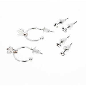 Set Aros + Bolsita de Viaje Plateado Flechas Tatienne