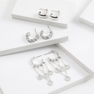 Set De 3 Argollas Rania Plateado Humana