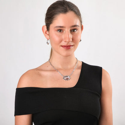 Set De Collar Garoa Plateado Humana