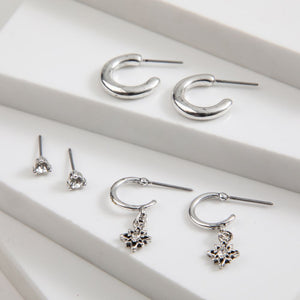 Set de Aros Triple Shine Plateado Humana