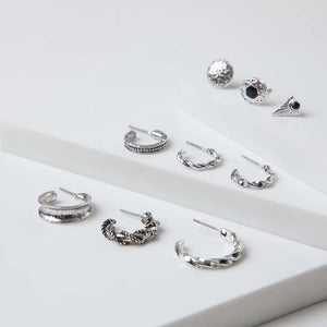 Set Aros Leti Plateado Humana