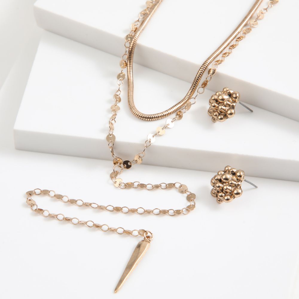 Set Collar y Aros Glob Dorado Humana