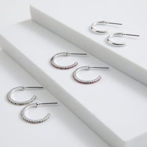 Set de 3 argollas Olga Plateado ID